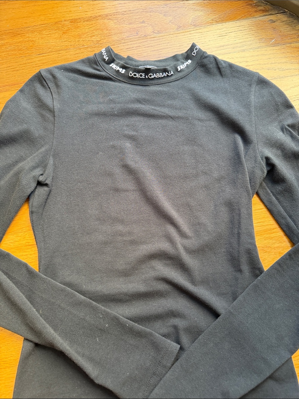 Dolce & Gabbana x SKIMS Black Logo Mock Neck Long Sleeve Top